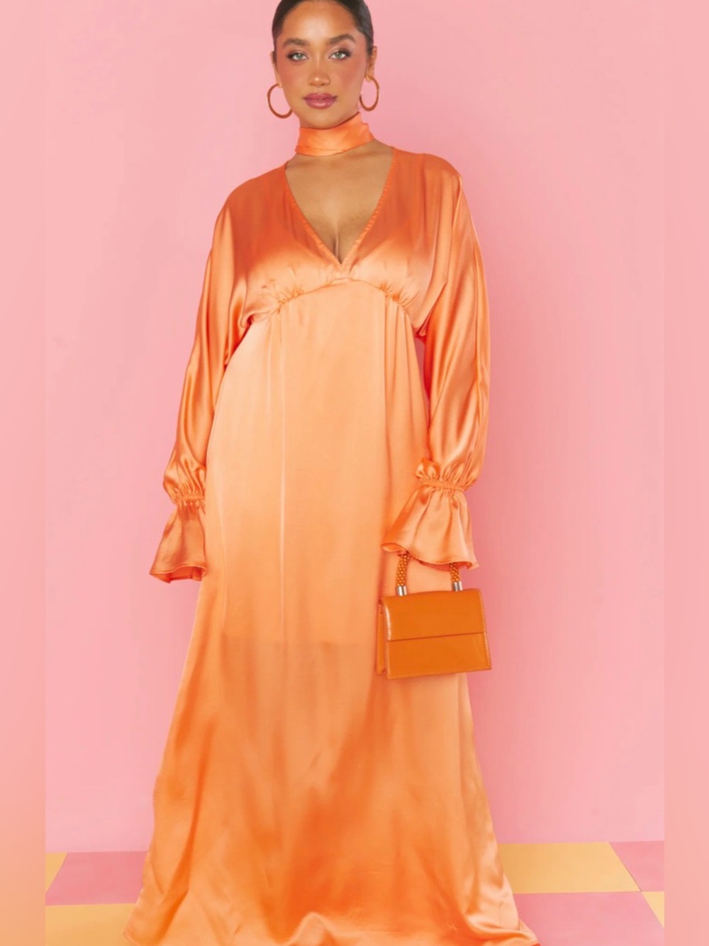 Show Me Your MuMu Thalia Maxi Dress in Cantaloupe Luxe Satin